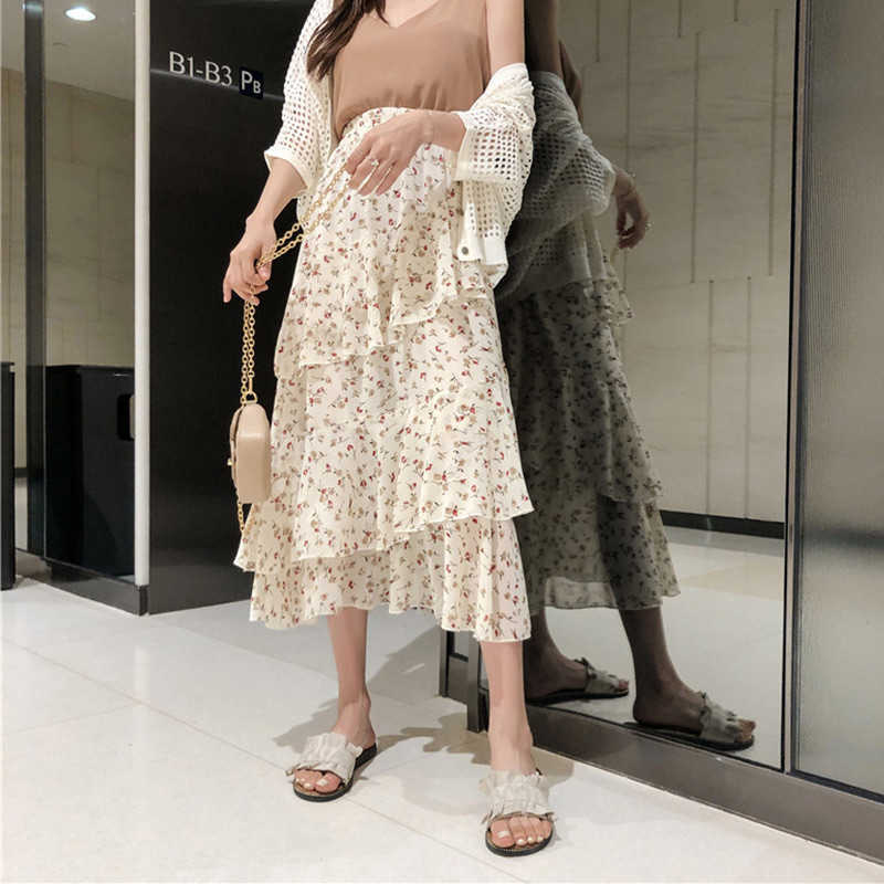 Summer Women's Long Skirt Ruffle Polka Dot Irregular High Waist Female A-line Skirts Korean Japan Kawaii Bohemian Lady 210619