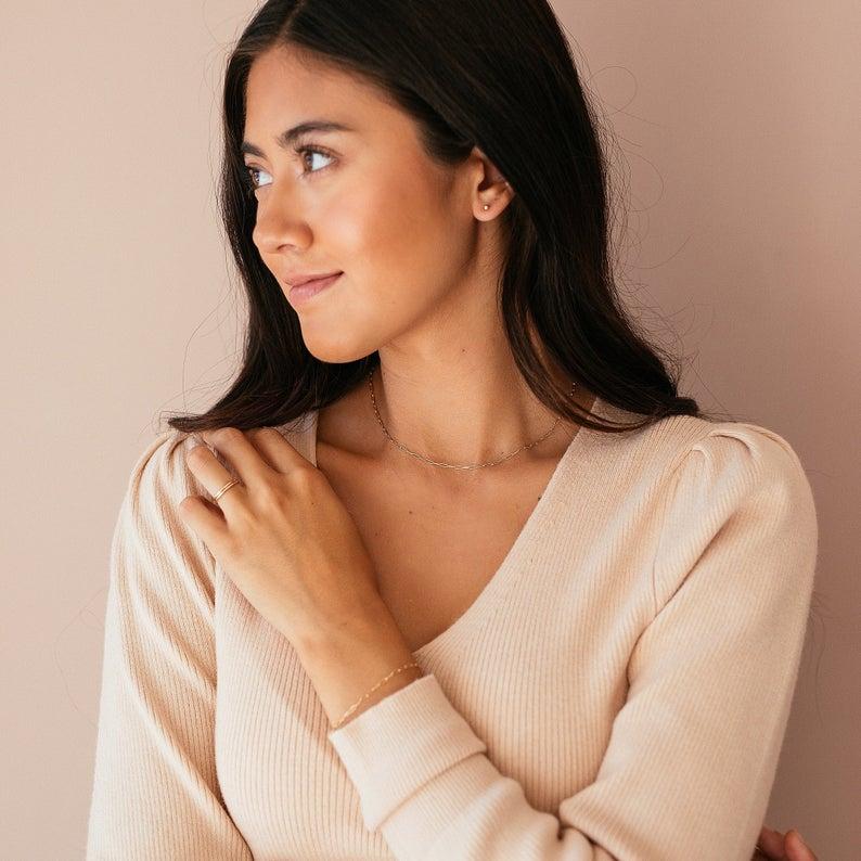 Chains Rectangular Link Basic Gold Chain Necklace Thin Dainty Jewelry Stainless Steel Necklaces For Women