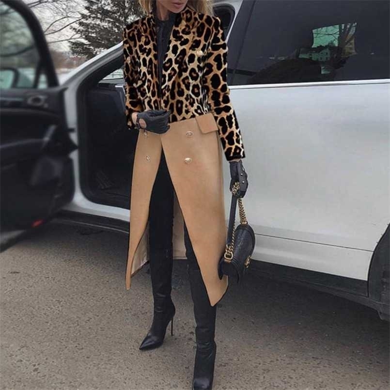 Vintage Leopard Patchwork Long outerwear Office Lady Lapel Slim Coat Top Autumn Winter Sleeve Single Breasted Casual Jacket 211110
Vintage Leopard Patchwork Long outerwear Office Lady Lapel Slim Coat Top Autumn Winter Sleeve Single Breasted Casual Jacket 211110