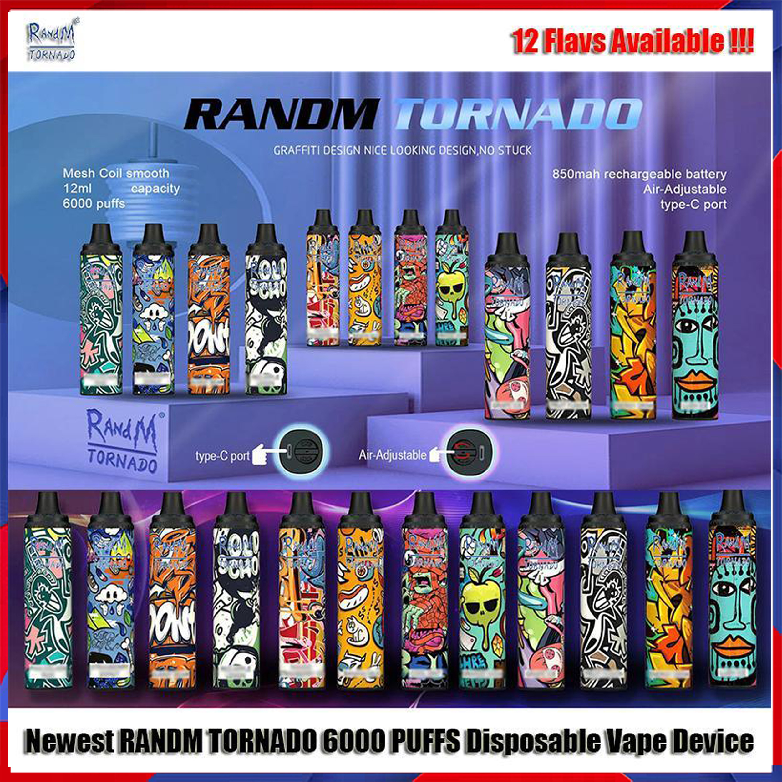 100% Original RANDM TORNADO 6000 PUFFS E Cigarette Disposable Vape Pen Device Pod 12ml Capatity 850mah Battery Recharge Type-C Port Air-Adjust Flow VS GEEK BAR IDOL MAX
100% Original RANDM TORNADO 6000 PUFFS E Cigarette Disposable Vape Pen Device Pod 12ml Capatity 850mah Battery Recharge Type-C Port Air-Adjust Flow VS GEEK BAR IDOL MAX