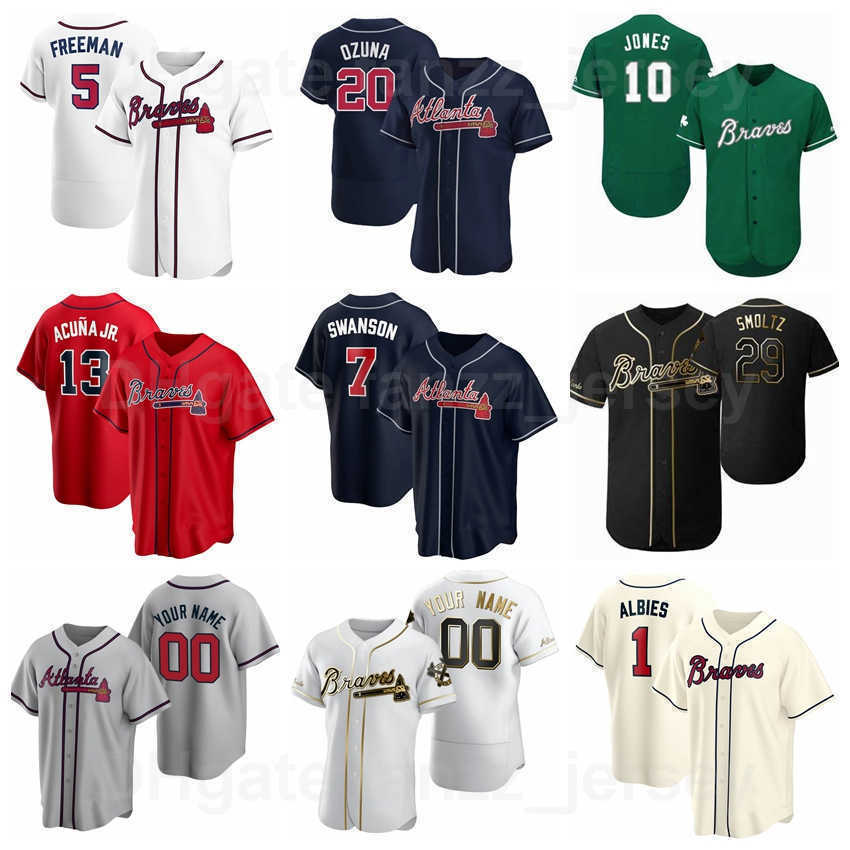 Baseball 1 Ozzie Albies Jersey 20 Marcell Ozuna 13 Ronald Acuna Jr 5 Freddie Freeman 7 Dansby Swanson 27 Austin Riley Team Navy Blue White Red Grey Men Women Kids
Baseball 1 Ozzie Albies Jersey 20 Marcell Ozuna 13 Ronald Acuna Jr 5 Freddie Freeman 7 Dansby Swanson 27 Austin Riley Team Navy Blue White Red Grey Men Women Kids
