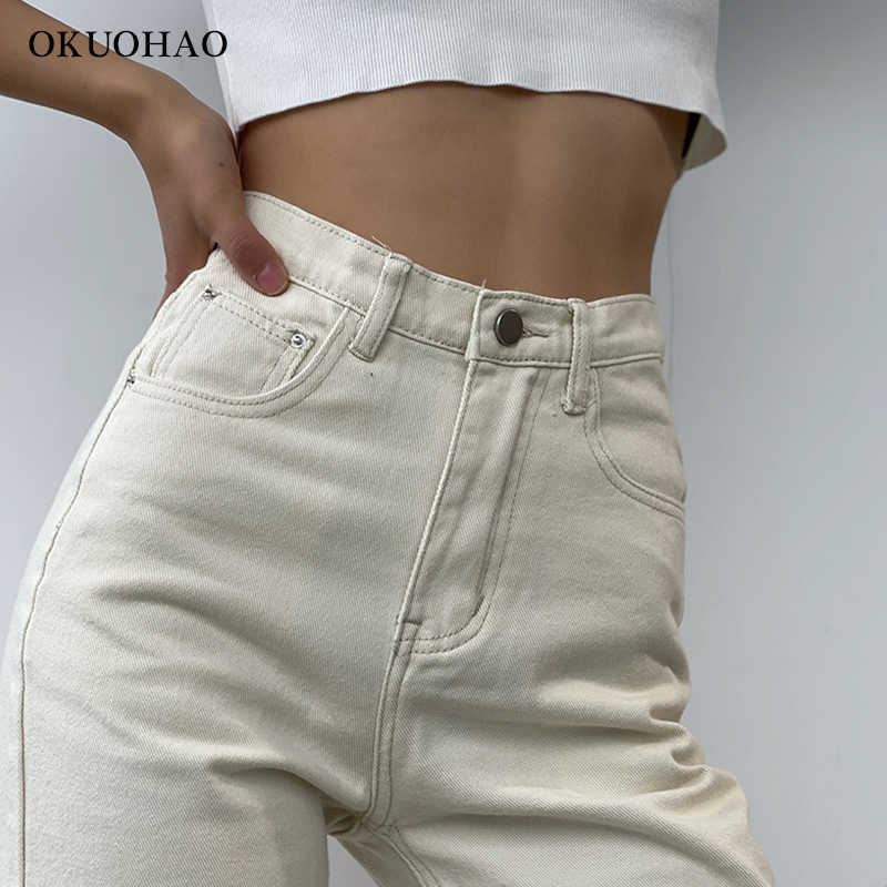 Flared Jeans Women High Waist Mom Denim Trousers Female Streetwear White Vintage Clothes Boot Cut Wide Oversize Pants 210922