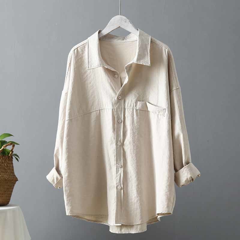 Turn-down Collar Minimalist Loose White Shirts Solid Female Shirt Tops Women Spring Splicing Cardigan Blouses Blusas 11890 210508