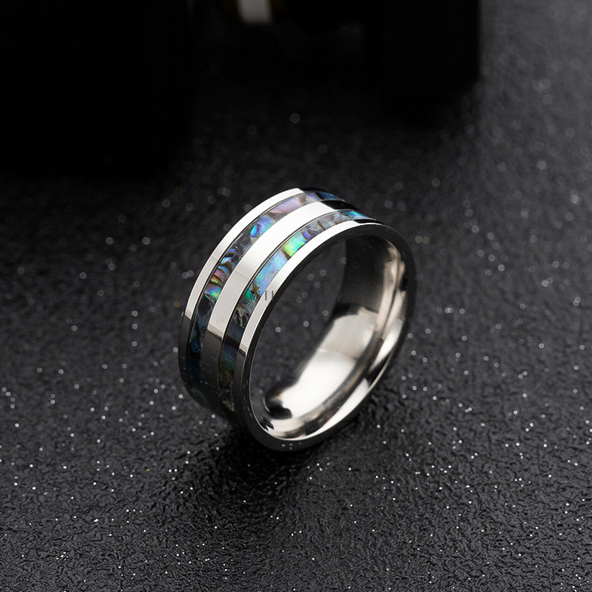 Stainless Colorful Shell Steel Ring Band: Tarnish-Free Designer Jewelry Rings for Women and Men 4 s