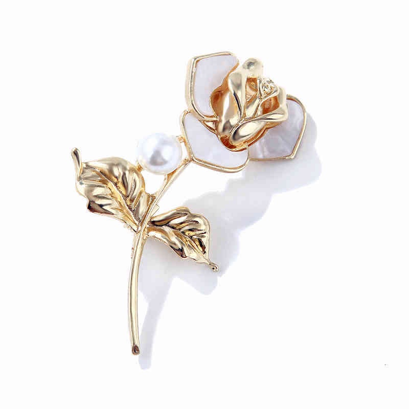 Brooch Korean Version Simple High-grade Rose Pearl Women's Fashion Flower Clothing Pin Accessories