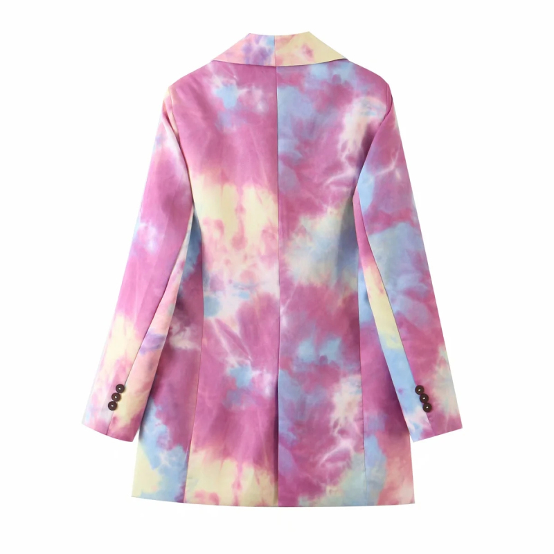 vintage women elegant tie dye blazer jackets fashion ladies colorful suits casual female chic blazers cute girls suit 210430
