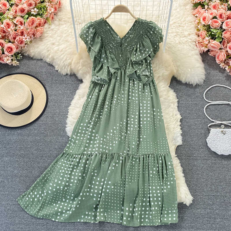 Green/White Irregular Polka Dot Midi Dress Summer Women Sexy V-Neck Ruffle Loose Vestidos Elegant Patchwork Robe Female 2021 New Y0603
Green/White Irregular Polka Dot Midi Dress Summer Women Sexy V-Neck Ruffle Loose Vestidos Elegant Patchwork Robe Female 2021 New Y0603