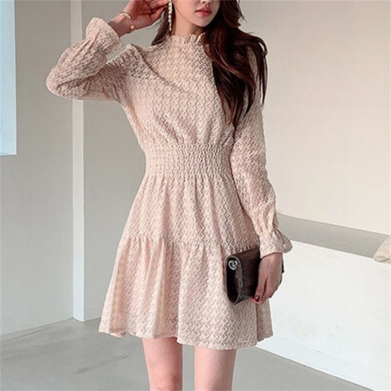 Elegant Stand Collar Women Lace Dress Full Sleeve Elastic High Waist Female A-line Spring OL Short Vestidos 210603, Picture color
Elegant Stand Collar Women Lace Dress Full Sleeve Elastic High Waist Female A-line Spring OL Short Vestidos 210603, Picture color