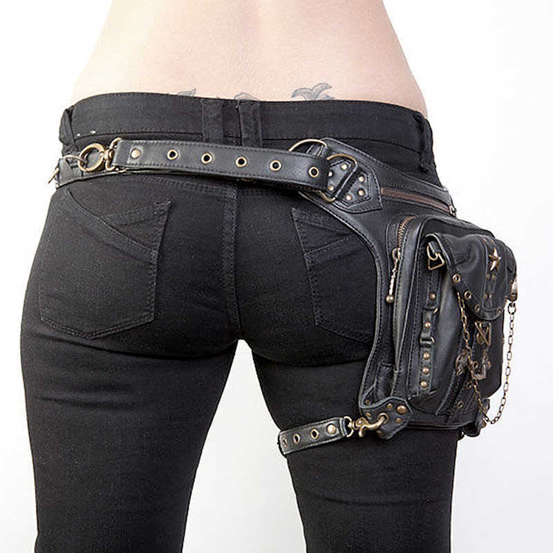 Norbinus Steampunk Waist Leg Bags Women Men Victorian Style Holster Bag Motorcycle Thigh Hip Belt Packs Messenger Shoulder 211006