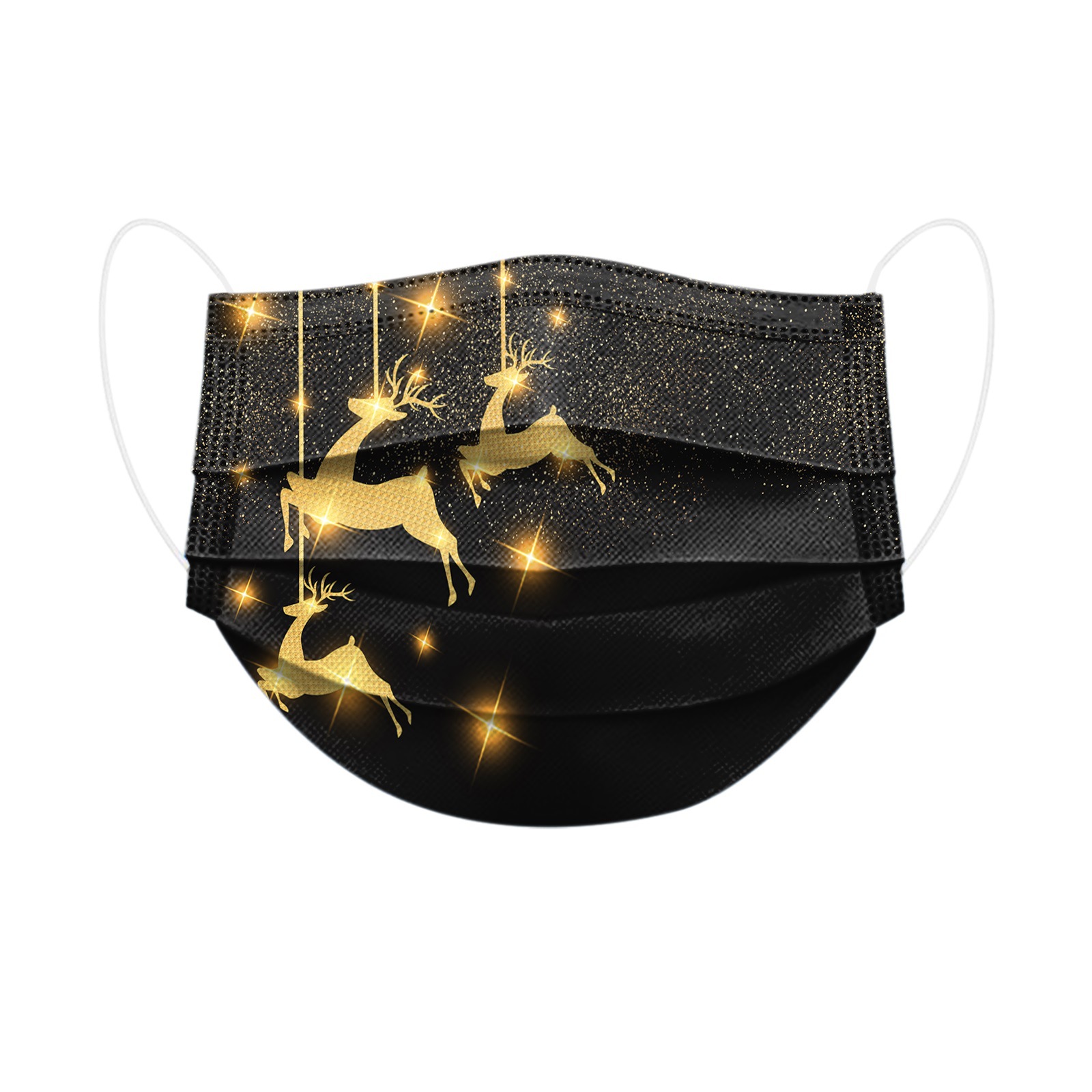 New Adult golden Christmas mask disposable three-layer non-woven fabric melt blown printing protective masks
New Adult golden Christmas mask disposable three-layer non-woven fabric melt blown printing protective masks