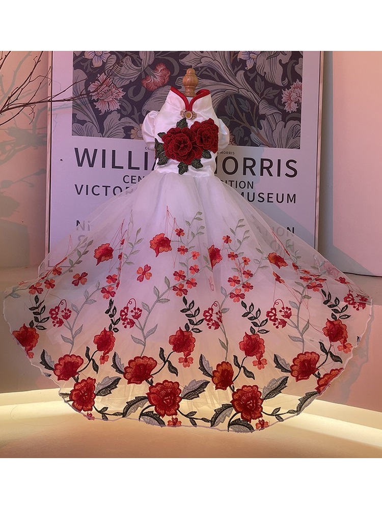 Handmade Dog Apparel Dress Wedding Ball Gown Floor Length Trailing Pet Clothes Peony Embroidery Party Holiday Festivity Celebration, Rose
Handmade Dog Apparel Dress Wedding Ball Gown Floor Length Trailing Pet Clothes Peony Embroidery Party Holiday Festivity Celebration, Rose