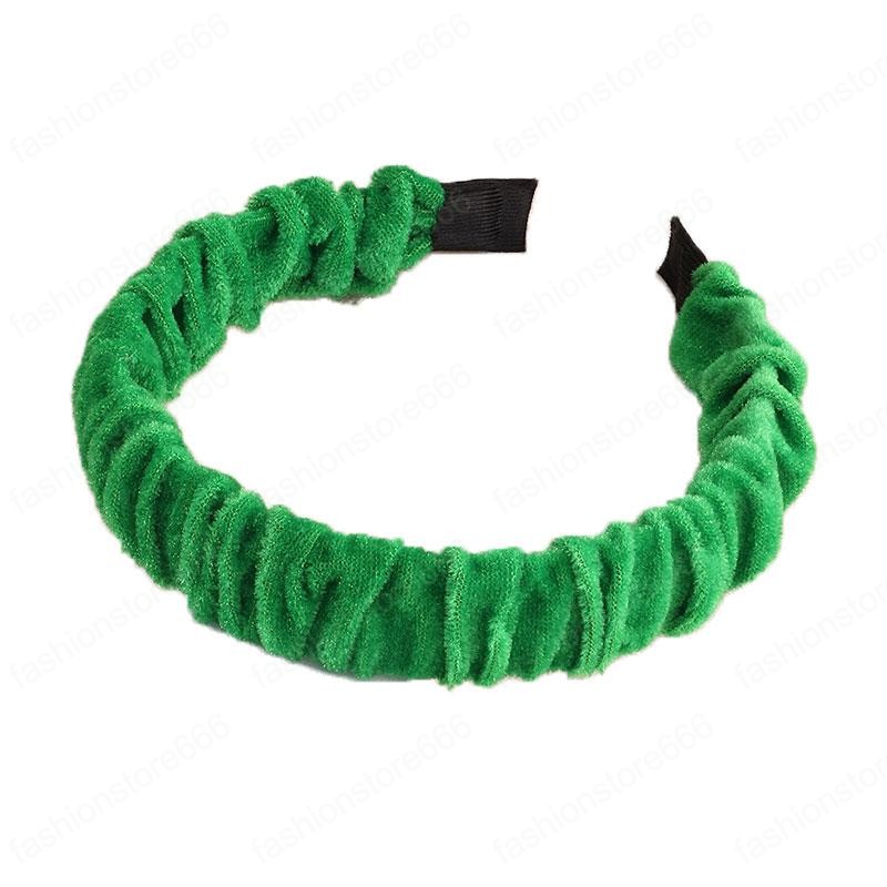 Women Sweet Christmas Headbands Fashion Red Green Velvet Pleated Head Hoop Cloth Lattice Hair Bands Hair Accessories
