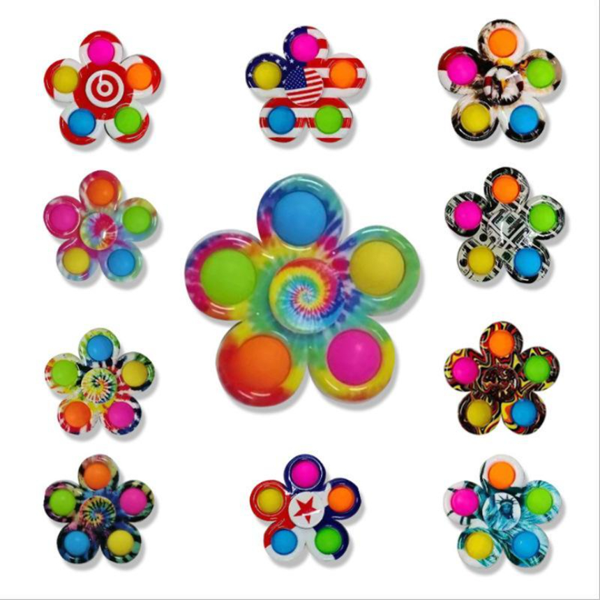 Colorful Sensory Fidget Push Bubble Board Toys Simple Dimple Fidgets Plus 3 Leaf 5 Sides Finger Play Game Anti Stress Spinner 2021 New
