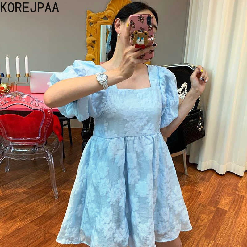 Korejpaa Women Dress Summer Korean Elegant Square Collar Jacquific Solid Pleated High Waist Loose Lantern Sleeve Dresses 210526, Blue
Korejpaa Women Dress Summer Korean Elegant Square Collar Jacquific Solid Pleated High Waist Loose Lantern Sleeve Dresses 210526, Blue
