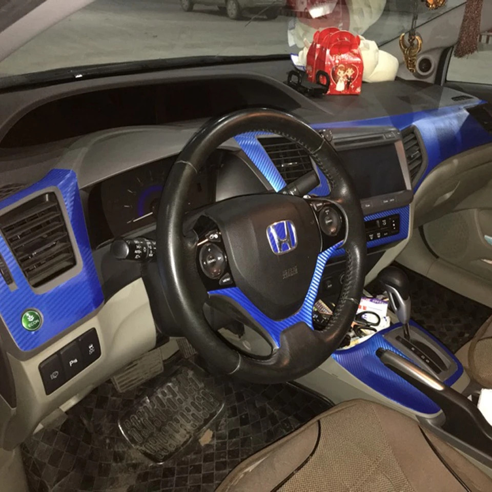 Car-Styling 3D 5D Carbon Fiber Car Interior Center Console Color Change Molding Sticker Decals For Honda Civic 2012-2015