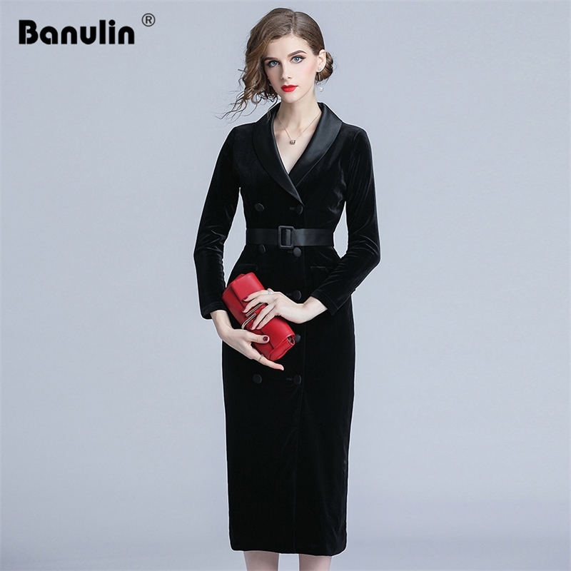 Autumn Fashion Double-breasted Velvet Dress Women Winter Long Sleeve Blazer Collar Ladies Office Wear Bodycon Party 210603, Black
Autumn Fashion Double-breasted Velvet Dress Women Winter Long Sleeve Blazer Collar Ladies Office Wear Bodycon Party 210603, Black