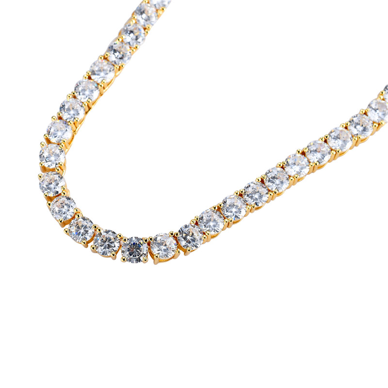 Hip Hop Men Tennis Chain Necklace Jewelry Gold Dia Iced Out Chains Long Necklaces 5MM