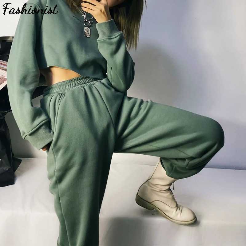 Women Tracksuit Set Letter Print Plush Woman Casual Sets Short Sweatshirt Elastic High Waist Pants Streetwear Winter Spring 210709