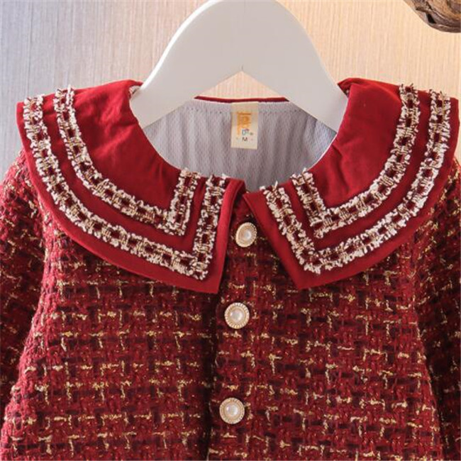 Fashion Kids Girls Plaided Clothes Set Spring Autumn Children Princess Baby Long Sleeve Coat Outwear+Tank Dress 2pcs Sweet Suit