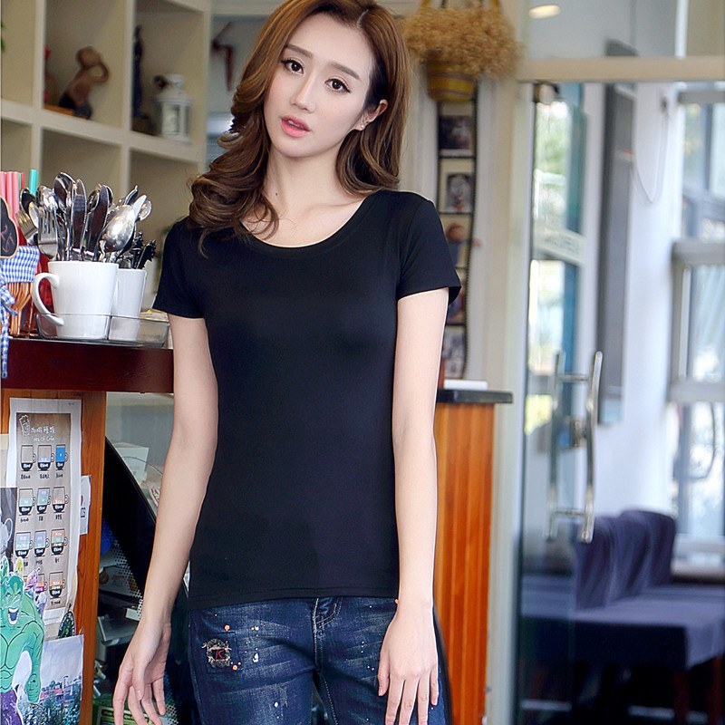 Sweet Beauty Short Sleeve V-Neck T-Shirt Versatile Summer Lady Korean Version Women's Wear Tight Fitting Self Cultivation Show Thin Sexy Trend