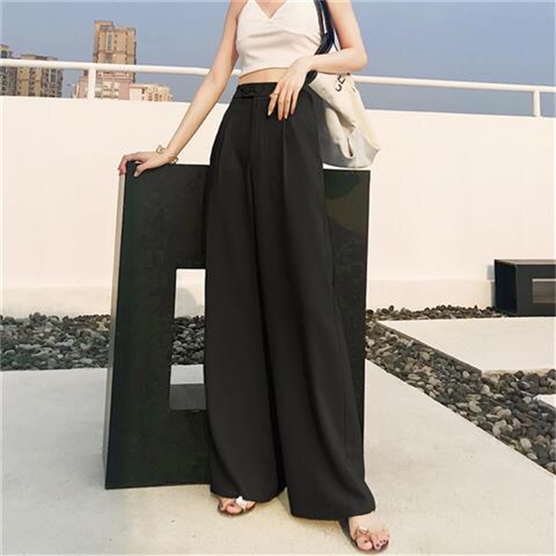 yellow wide leg pants high waist spring summer long pant fashion sweatpants women casual work ches female trouser 210421