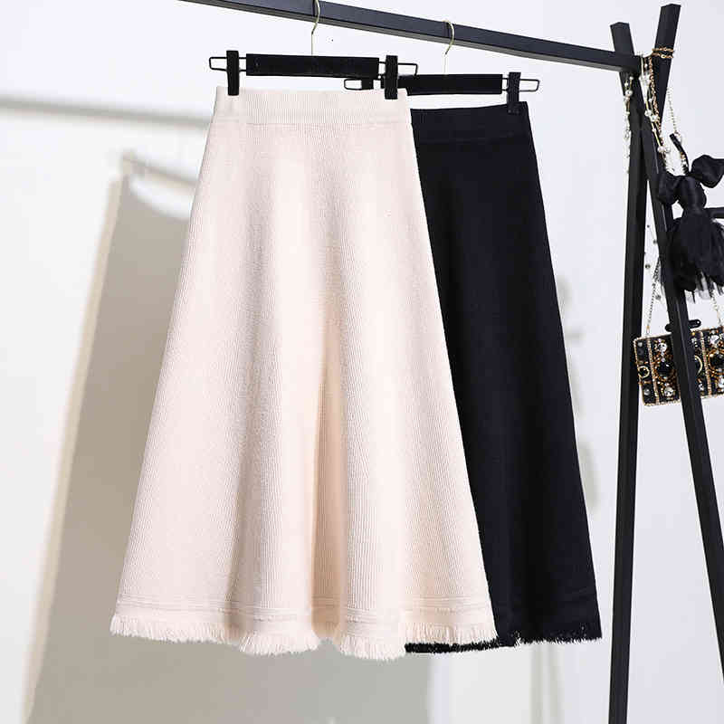 Skirts Autumn/Winter Tassels Hem A-line Long Knitted Skirt Solid Black Beige Pleated Knit 7SHD, Apricot
Skirts Autumn/Winter Tassels Hem A-line Long Knitted Skirt Solid Black Beige Pleated Knit 7SHD, Apricot