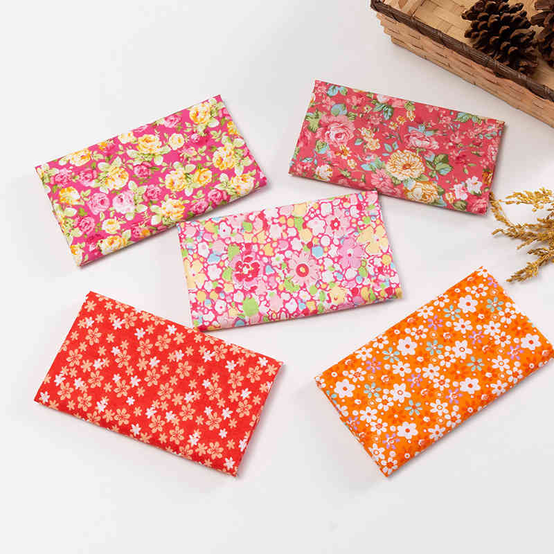 5 Pieces/Set Sewing Supplies Nice Gift for Household Flower Pattern DIY Handmade Cotton Multi Purpose Patchwork Cloth