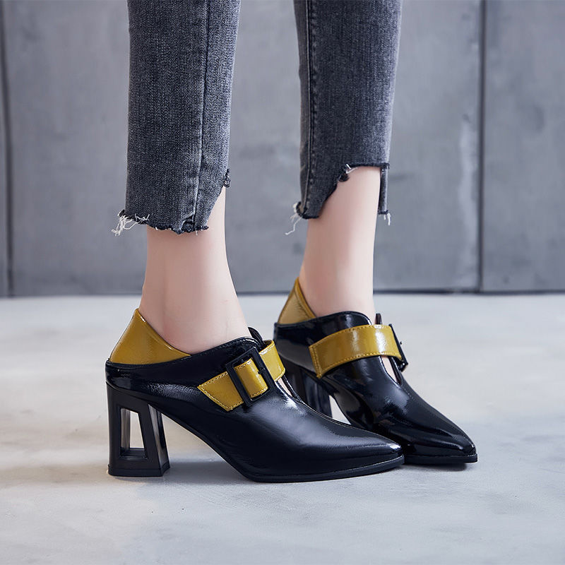Microfiber Leather Mid Heels2022 British Style Women ShoesBuckle StrapePointed toeSquare HeelFemale FootwareBlackYELLOW, Black
Microfiber Leather Mid Heels2022 British Style Women ShoesBuckle StrapePointed toeSquare HeelFemale FootwareBlackYELLOW, Black