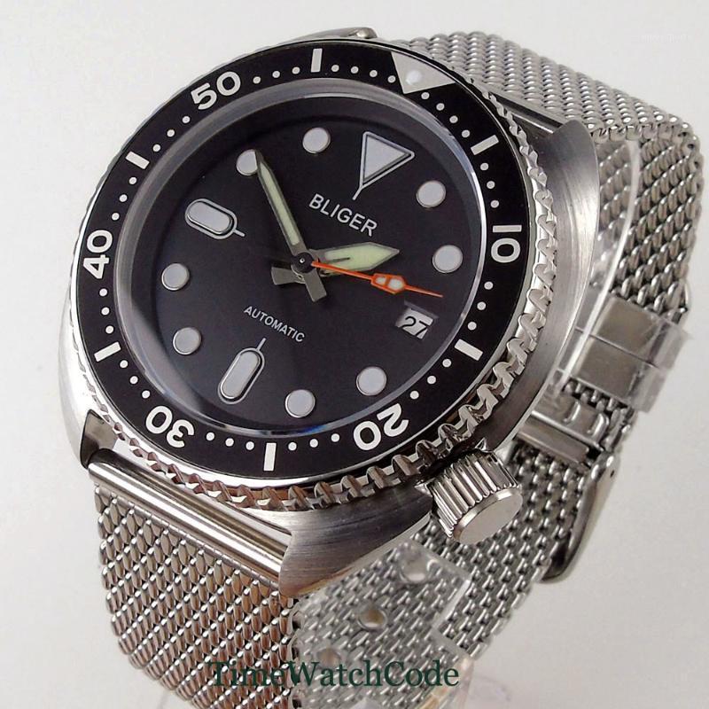 45mm Japanese NH35A Men's Watch Sapphire Crystal Date Green C3 Lume Hands Automatic Movement Black Dial Mesh Band Aluminum Bezel Wristwatche, A no logo
45mm Japanese NH35A Men's Watch Sapphire Crystal Date Green C3 Lume Hands Automatic Movement Black Dial Mesh Band Aluminum Bezel Wristwatche, A no logo