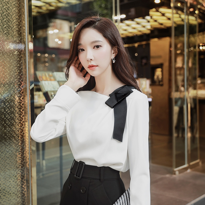 Dabuwawa Autumn White Blouse Women Bow Neck Long Sleeve Workwear Solid Shirts Tops Office Lady DT1BST014 210520