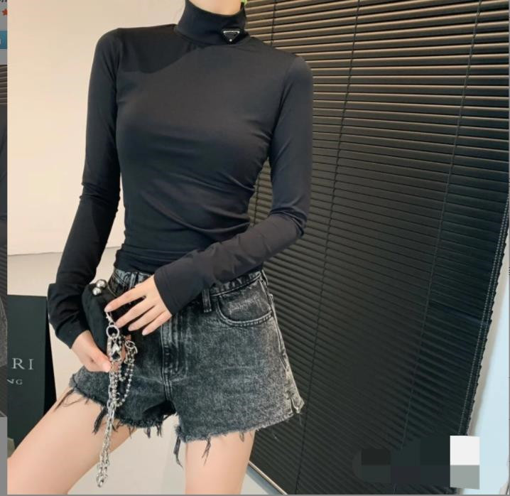 Women Winter Base Tees Knits Blouses Shirts Metal Triangle designer High Necks Long Sleeves Sweatshirt For Lady Slim With Budge Neck Yoga Shirt Thin Tees Tops, White
Women Winter Base Tees Knits Blouses Shirts Metal Triangle designer High Necks Long Sleeves Sweatshirt For Lady Slim With Budge Neck Yoga Shirt Thin Tees Tops, White