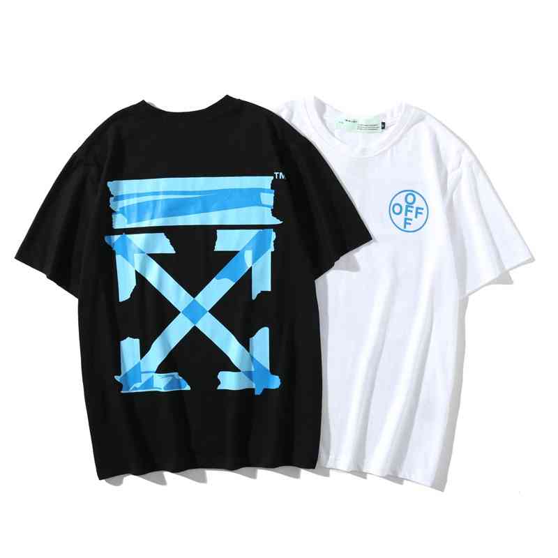 T shirts Off Fashion Brand White Arrow Aurora Blue Gilded Tape Strip Men and Women Lovers High Street Short Sleeve Men's Women's, White;black
T shirts Off Fashion Brand White Arrow Aurora Blue Gilded Tape Strip Men and Women Lovers High Street Short Sleeve Men's Women's, White;black