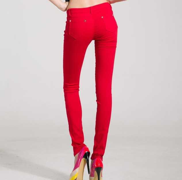 Pant Elastic Pencil Jeans Candy Colored Mid Waist Zipper Slim Fit Skinny Full Length Female Trouser For Woman 210809