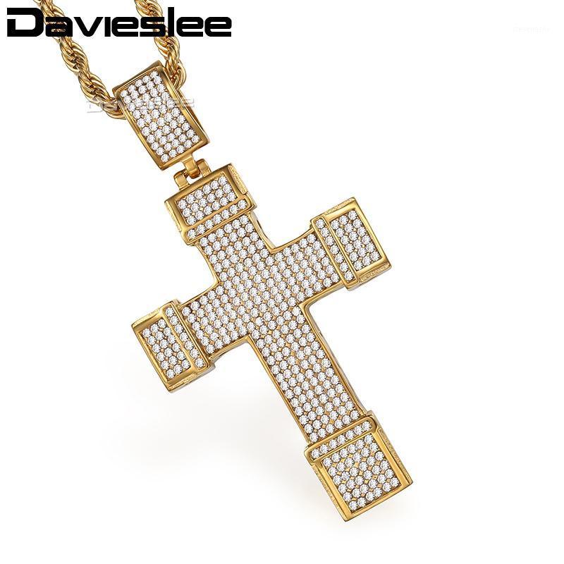 Davieslee Iced Out CZ Cross Pendant Necklace For Men Stainless Steel Rope Chain Silver Color Gold 29inch LKNM164 Chains
Davieslee Iced Out CZ Cross Pendant Necklace For Men Stainless Steel Rope Chain Silver Color Gold 29inch LKNM164 Chains