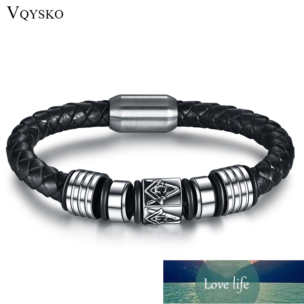 New Super Cool Men Magnetic Buckle Genuine Leather Bracelet Stainless Steel Masonic Bracelets Men Jewelry Factory price expert design Quality Latest S