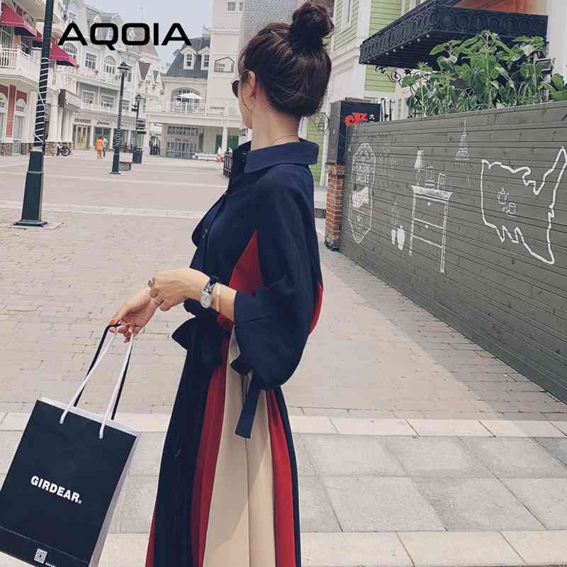 Summer Women Maxi Dress Vingate Patchwork Casual Lantern Sleeve Button Up Turn Down Collar Ladies Shirt Loose Robe 210521