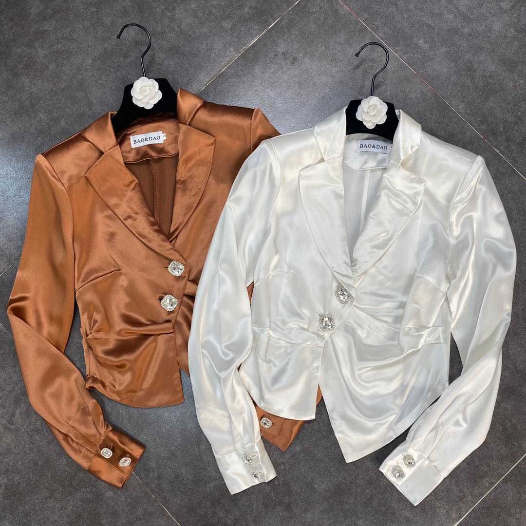 DEAT summer fashion women clothes V-neck full sleeves single breasted asymmetrical high waist blazer WS29604L 210709