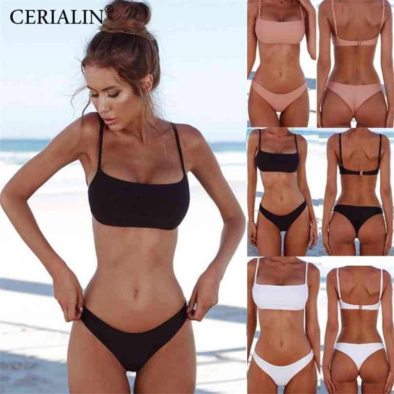 Solid Women Sexy Bikini Set Push Up Swimming Suit Fashion Swimsuit Low Waist Two-Piece Swimwear Bathing Wear Female Biquini 210611