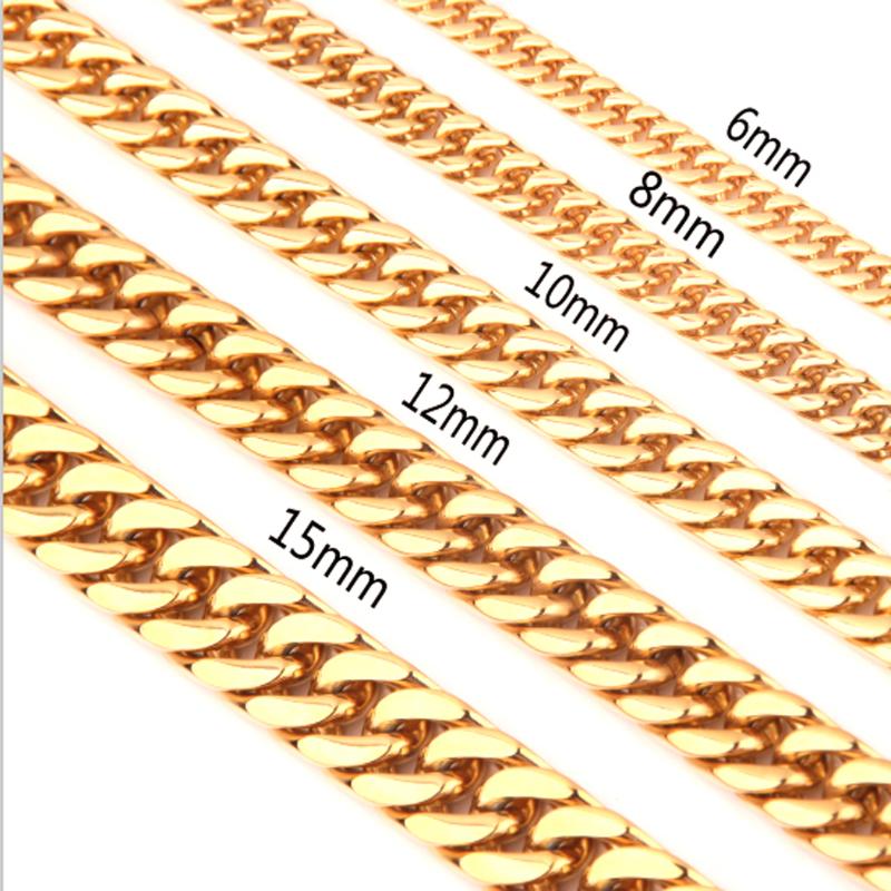 Chains 681012141719mm Width Trendy Gold Chain For Men Women Hip Hop Jewelry Stainless Steel Curb Necklace Jewelery