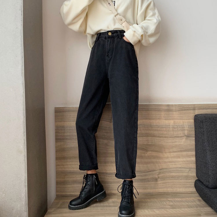 Nomikuma Korean High Waist Women Demin Pants Causal Autumn Winter New Ankel Trousers Loose Demin Straight Pants Mujer 6D169 210427