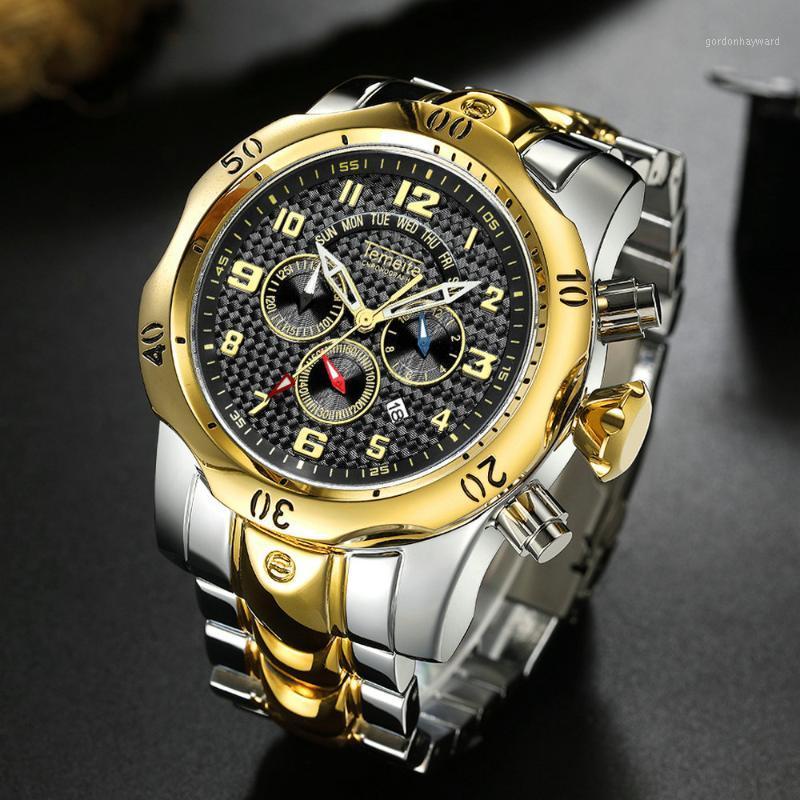 Big Watch Men Stainless Steel Strap 3 Dial 6 Hands Fashion Oversize Mens Watches Top Military Male Clock Wristwatches, Black
Big Watch Men Stainless Steel Strap 3 Dial 6 Hands Fashion Oversize Mens Watches Top Military Male Clock Wristwatches, Black