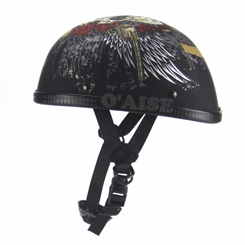 Low Profile Stylish Half Motorcycle Helmet with Original Bright Or Matt Black Crow Skull Pattern TK28, Multi
Low Profile Stylish Half Motorcycle Helmet with Original Bright Or Matt Black Crow Skull Pattern TK28, Multi