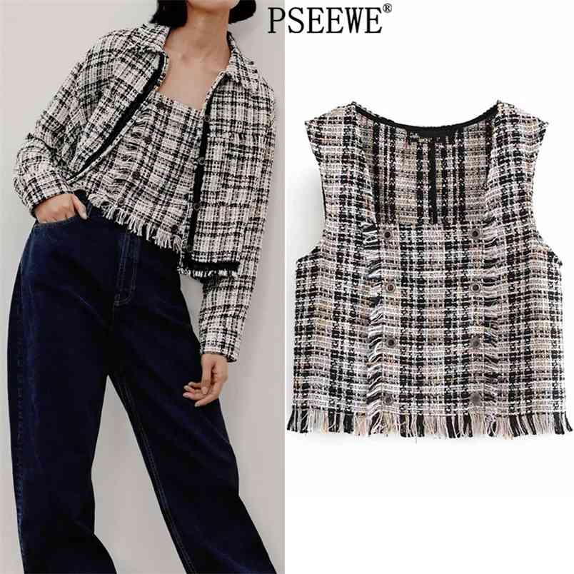Tweed Plaid Waistcoat Women Vest Vintage Square Neck Sleeveless Woman Fashion Frayed Trim Chic Crop Top 210519
Tweed Plaid Waistcoat Women Vest Vintage Square Neck Sleeveless Woman Fashion Frayed Trim Chic Crop Top 210519