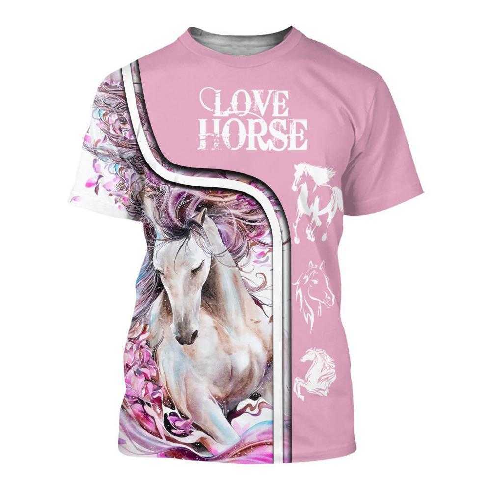 summer Fashion Tshirt Love Horse Pattern Beautiful Printed Men Women O-Neck Tops Casual Harajuku 3D T-shirt 210629