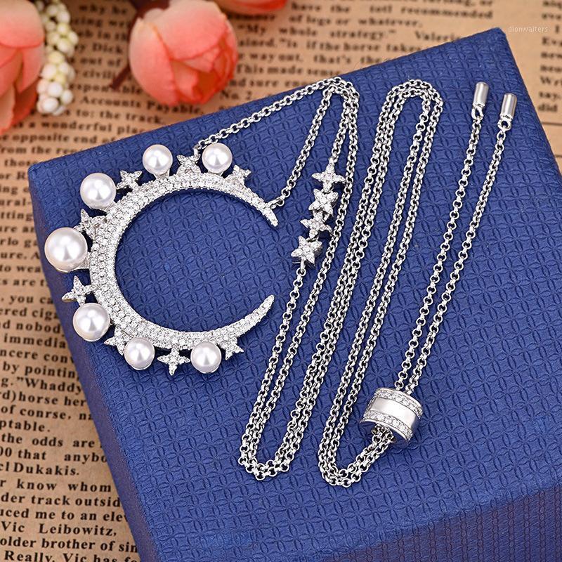 Chains Fashion Zircon Silver Color Crystal Moon Pearl Necklace Female Jewelry Collar Statement Girls Pendant Zk30
Chains Fashion Zircon Silver Color Crystal Moon Pearl Necklace Female Jewelry Collar Statement Girls Pendant Zk30