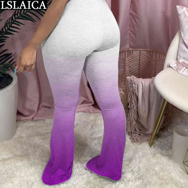 Sexy Pants Women Tie Dye Print Hole Ladies Mid Waist Trousers Streetwear Fashion Flare Casual Female Plus Size 210515