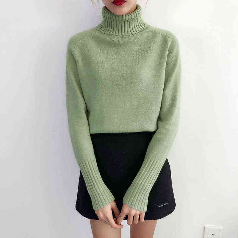SURMIITRO Cashmere Knitted Sweater Women Autumn Winter Korean Turtleneck Long Sleeve Pullover Female Jumper Green Knitwear 211123