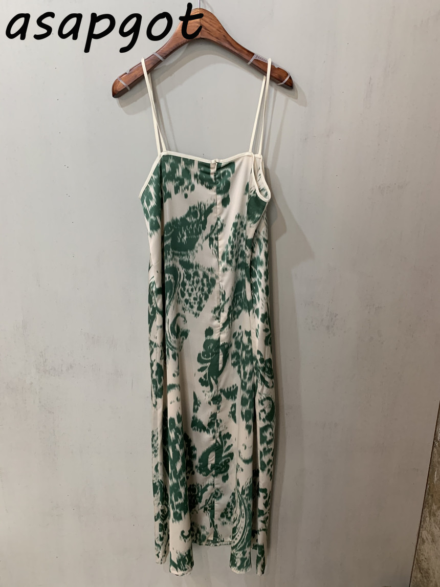 Korean Chic Autumn Retro Halo Dye Printed Spaghetti Strap Dress Loose O Neck Tshirts Women Solid Cotton Top Long Sleeve 210429