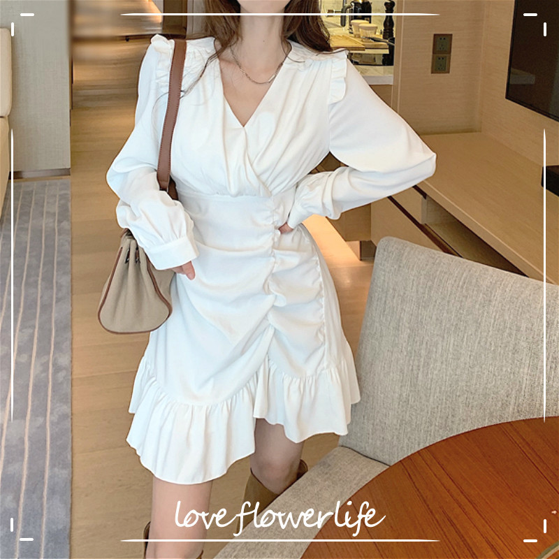 Loose Elegant Dress Women Casual Long Sleeve Sexy Dress Korea Evening V-neck Party Fairy mini Dress Female Autumn 210521, White
Loose Elegant Dress Women Casual Long Sleeve Sexy Dress Korea Evening V-neck Party Fairy mini Dress Female Autumn 210521, White