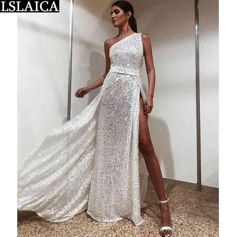 women dress solid color sliver simple one-shoulder slim party hem split elegant casual bodycon female 210520, Silver
women dress solid color sliver simple one-shoulder slim party hem split elegant casual bodycon female 210520, Silver